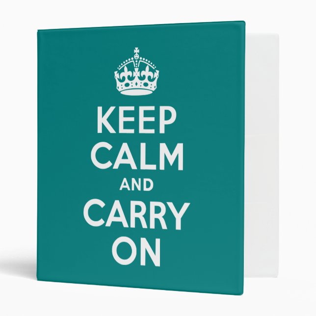Teal Keep Calm and Carry On Binder (Front/Inside)