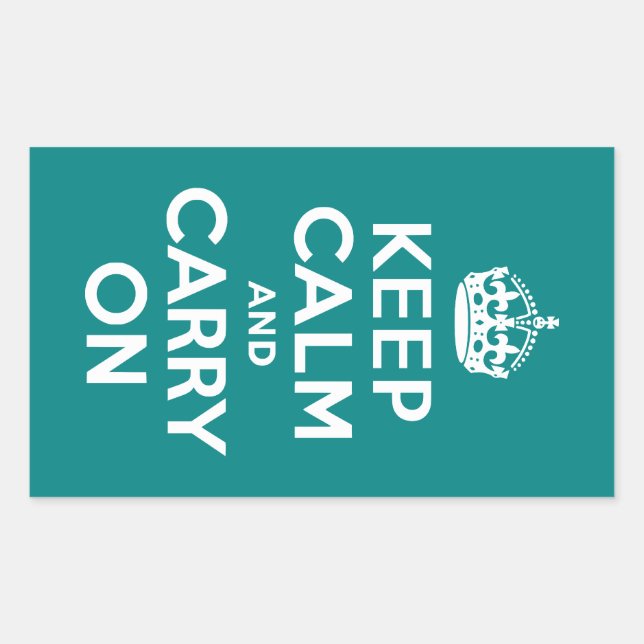 Teal Keep Calm and Carry On Sticker (Front)