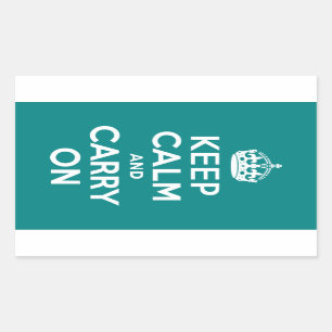 Teal Keep Calm and Carry On Sticker