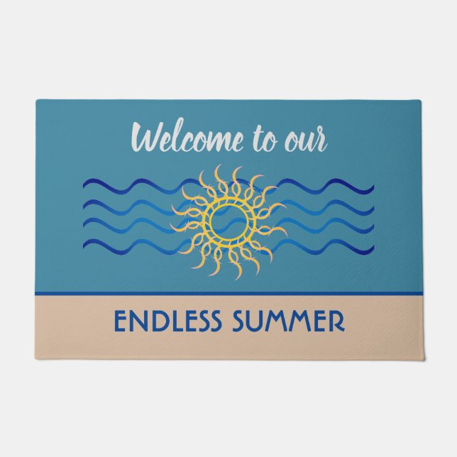 Teal & Khaki | Endless Summer Welcome Doormat (Front)