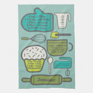 Teal Kitchen Recipe Conversions Personalized Towel