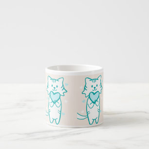 Teal Kitty  Espresso Cup