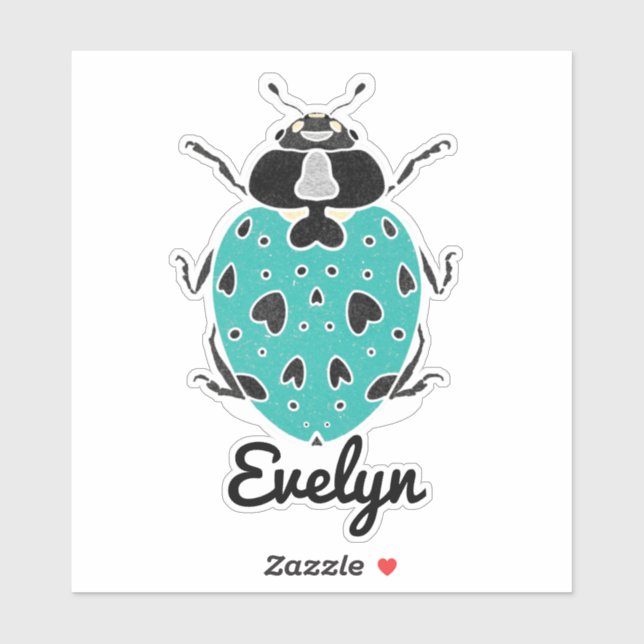 Teal Ladybug with Name Sticker (Sheet)