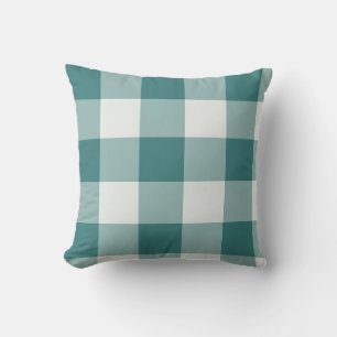 Teal Large Chequered Gingham Throw Pillow