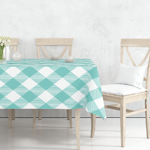 Teal Large Scale Gingham Tablecloth