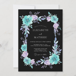 Teal Lavender Ethereal Flourish Wedding Invitation