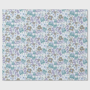 Teal & Lavender Wildflower Wrapping Paper