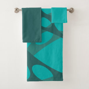 Teal Layered Ovals  Bath Towel Set