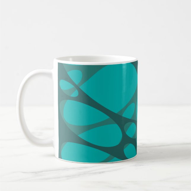 Teal Layered Ovals  Coffee Mug (Left)