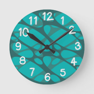 Teal Layered Ovals  Round Clock
