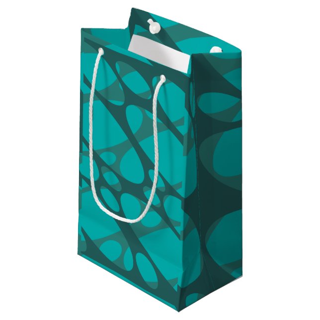 Teal Layered Ovals  Small Gift Bag (Front Angled)