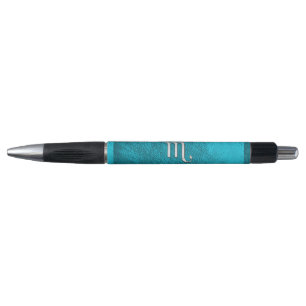 Teal Leather Zodiac Sign Scorpio Pen