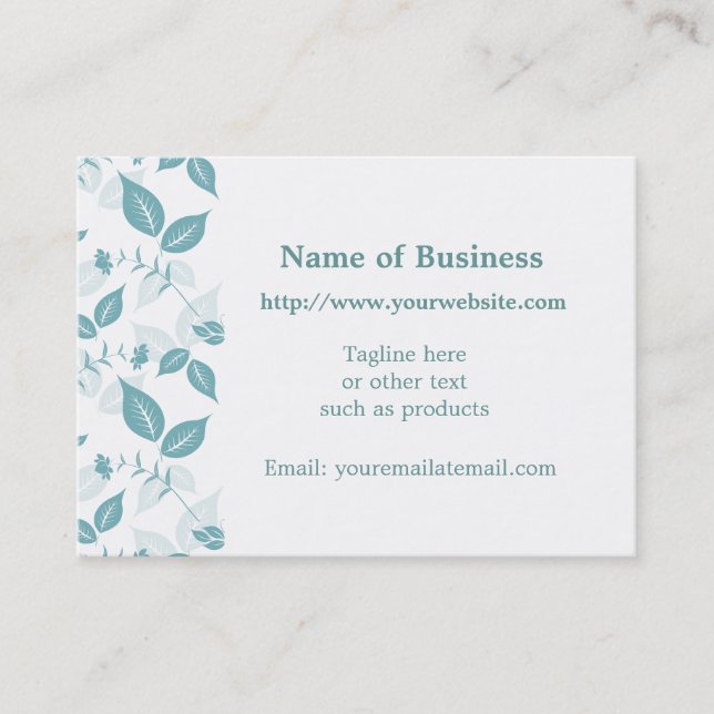 Teal Leaves Business Card (Front)