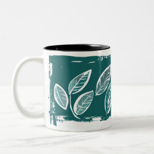 Teal Leaves Two-Tone Mug