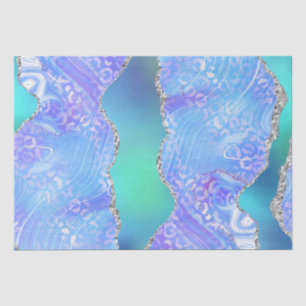 Teal Leopard Agate   Glam Abstract Stone Pattern Tissue Paper