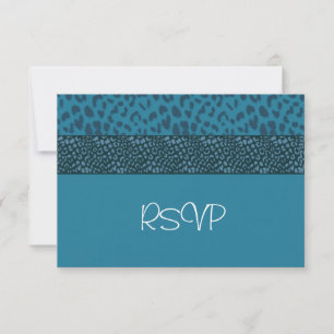 Teal Leopard Fur Pattern RSVP Card