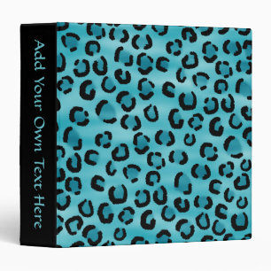 Teal Leopard Print Pattern. Binder