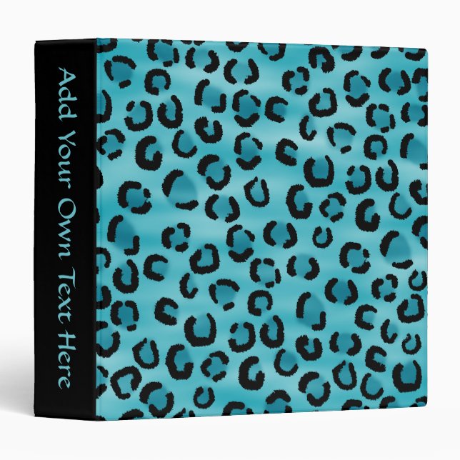 Teal Leopard Print Pattern. Binder (Front/Spine)