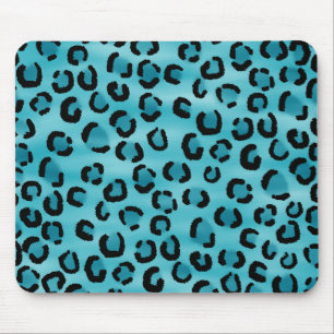 Teal Leopard Print Pattern. Mouse Pad