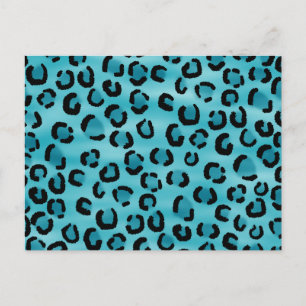 Teal Leopard Print Pattern. Postcard