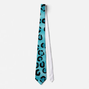 Teal Leopard Print Pattern. Tie