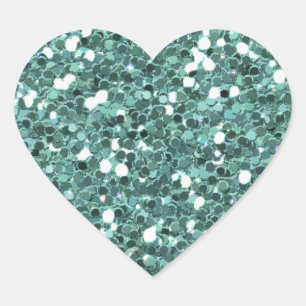 TEAL LIGHT GLITTER SHAPES COLOR SOLID BACKGROUND W HEART STICKER