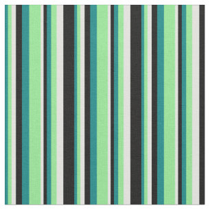 Teal, Light Green, Light Cyan, and Black Pattern Fabric