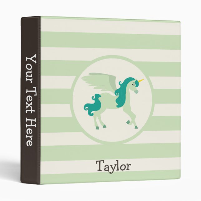 Teal & Light Green Unicorn Binder (Front/Spine)