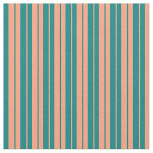Teal & Light Salmon Coloured Stripes Fabric