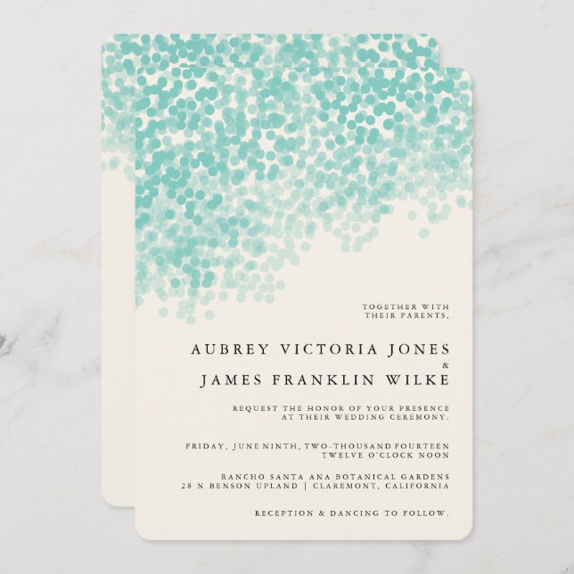 Teal Light Shower | Rustic Wedding Invitations (Front/Back)