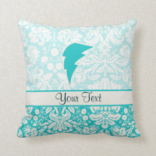 Teal Lightning Bolt Throw Pillow