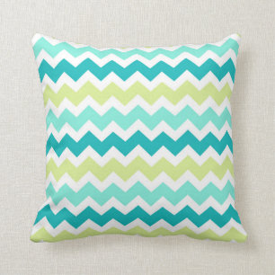 Teal Lime Chevron Decorative Pillow