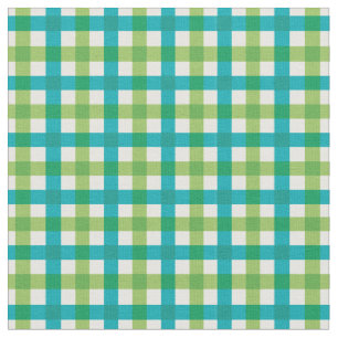 Teal & Lime Green Bright Gingham Plaid/ Tartan Fabric