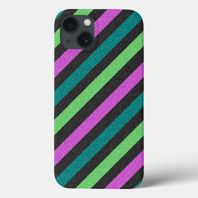 Teal, Lime Green, Hot Pink Glitter Striped STaylor Case-Mate iPhone Case (Back)