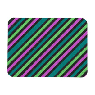 Teal, Lime Green, Hot Pink Glitter Striped STaylor Magnet
