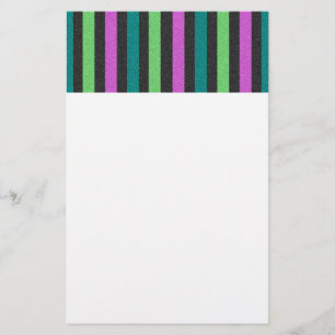 Teal, Lime Green, Hot Pink Glitter Striped STaylor Stationery