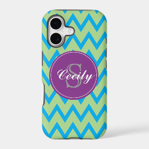 Teal, Lime, Purple Chevron Monogram iPhone5 case