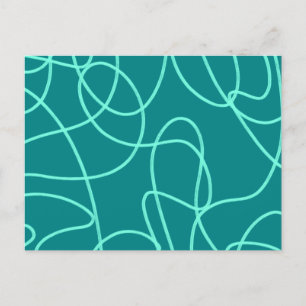 Teal Line Art Postcard