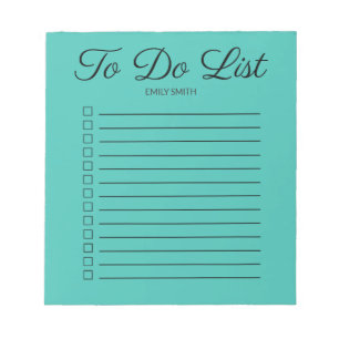 Teal Lined Checkboxes To Do Monogram Notepad