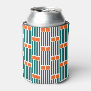 Teal Lines and Boxes Can Cooler
