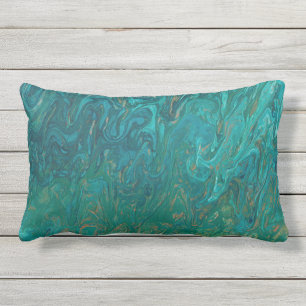 Teal Liquid Color Flow Lumbar Pillow