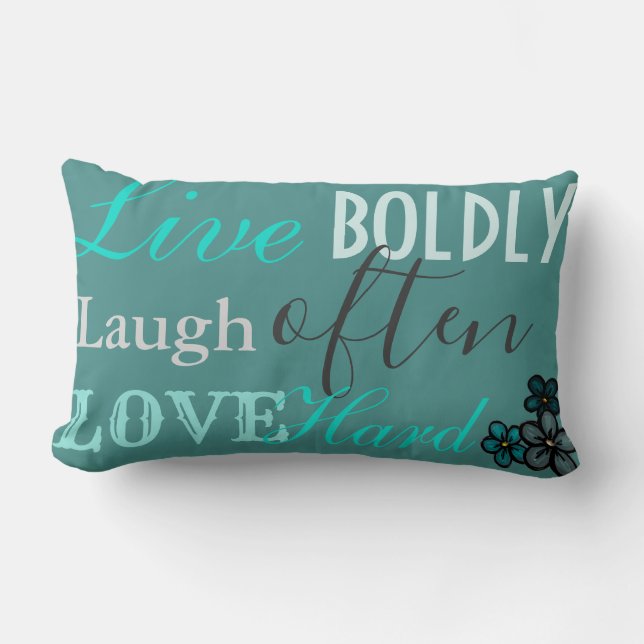 Teal 'Live, Laugh, Love' Decorative Throw Pillow (Front)
