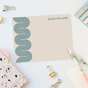 Teal Lombard Wavy Lines Modern Stationery Card
