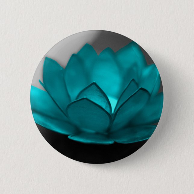 Teal Lotus 2 Inch Round Button (Front)