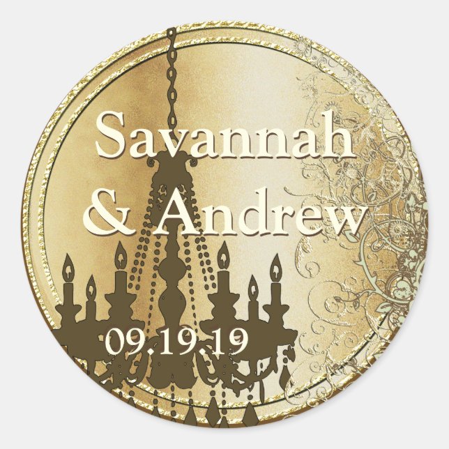 Teal Love Bird Gold Wedding Seal (Front)