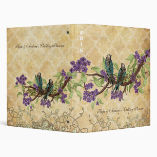 Teal Love Bird Purple Cherry Blossom Binder