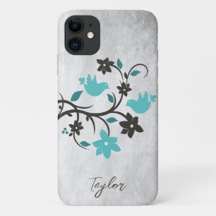 Teal Lovebirds Personalized Case-Mate iPhone Case