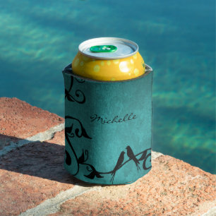 Teal Lovebirds Personalized Cooler