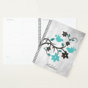 Teal Lovebirds Personalized Planner