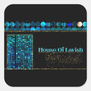 Teal Luxe Mosaic Sticker Black & Teal Logo Sticker